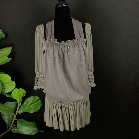 Ryu Dresses & Skirts - Ryu Rayon Beaded Layered Dress Purple Gray Women’s Size Small
